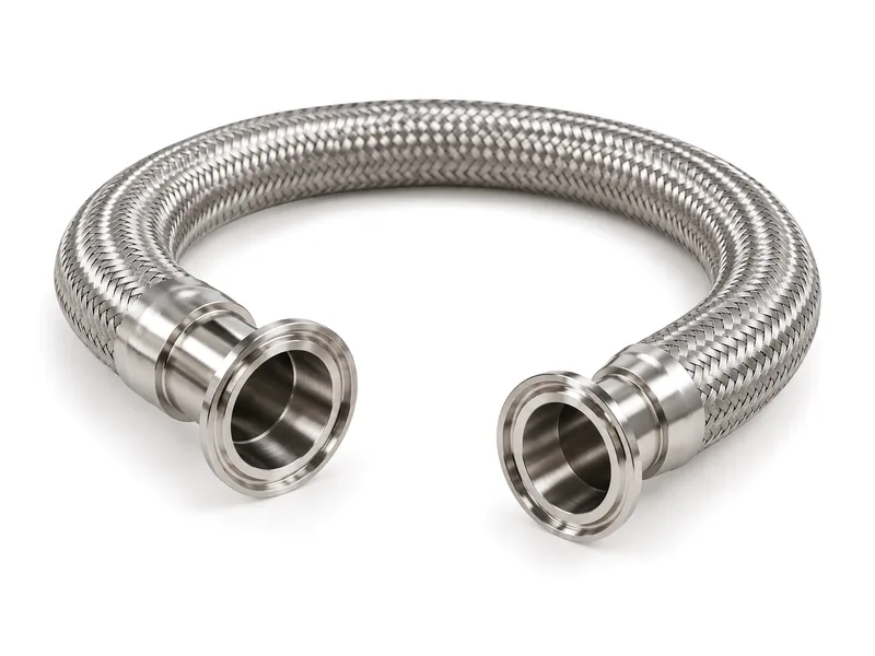 Flexível com malha de inox e terminais clamp (imagem ilustrativa)